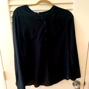 Old Navy black sheer long sleeve top button down shirt. Size Large.